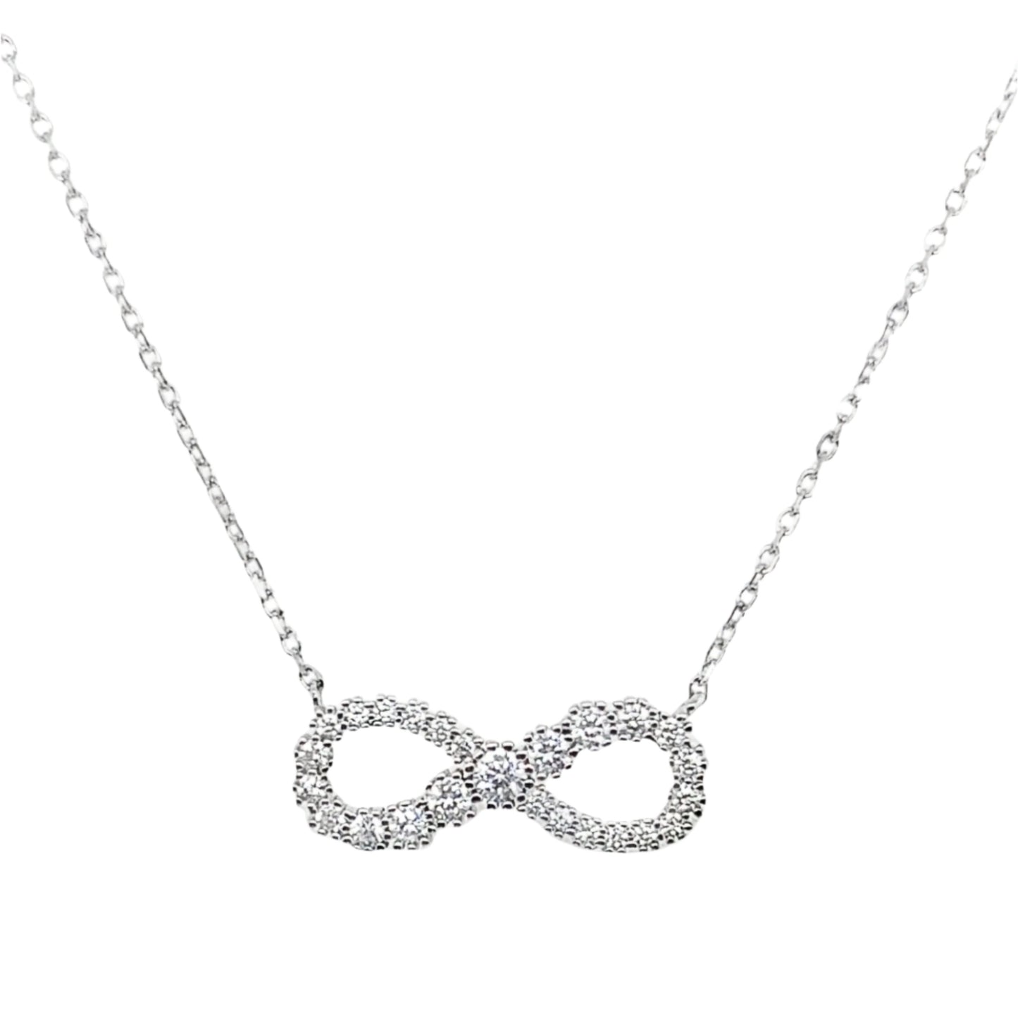 Sterling Silver CZ Infinity Necklace