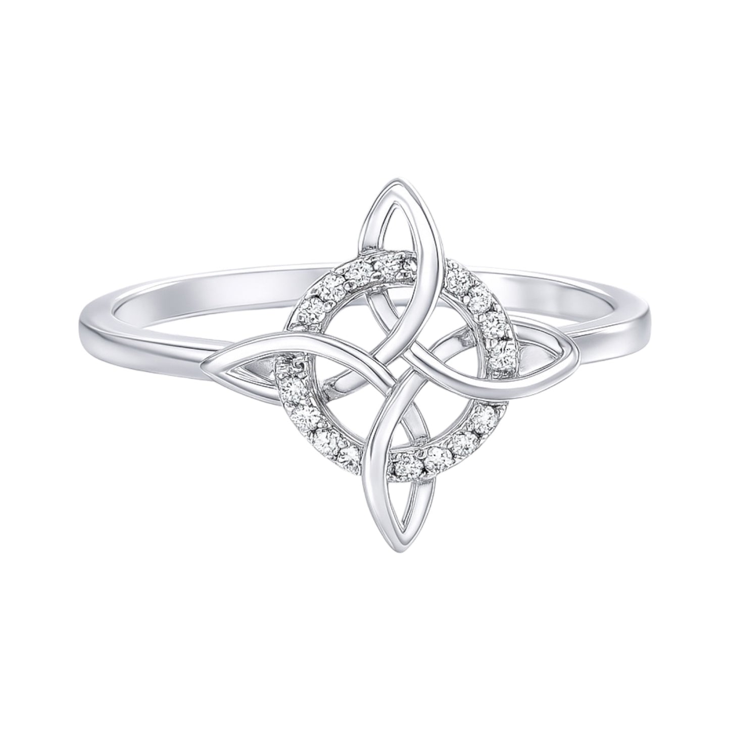 Sterling Silver Quaternary Celtic Knot CZ Ring