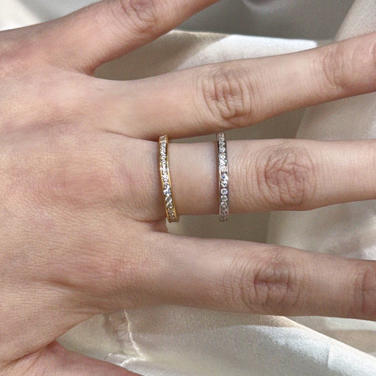 Sterling Silver Moissanite Pave 1.6 CT Eternity Band