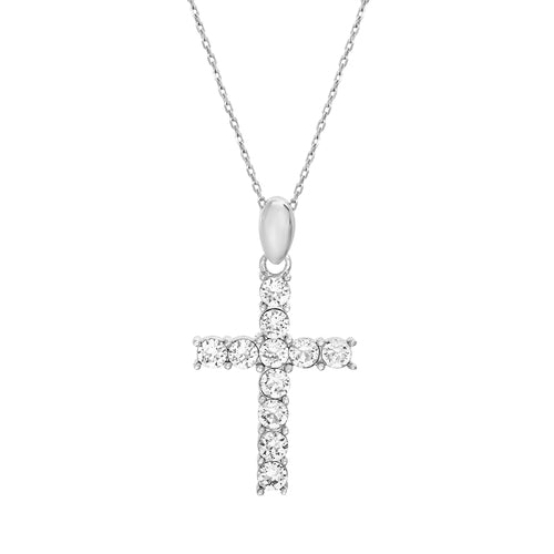 Sterling Silver CZ Cross Necklace