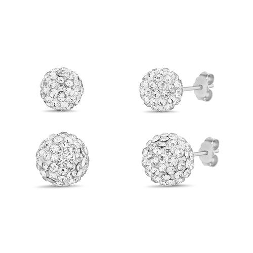 Sterling Silver Crystal Fireball Stud Earrings