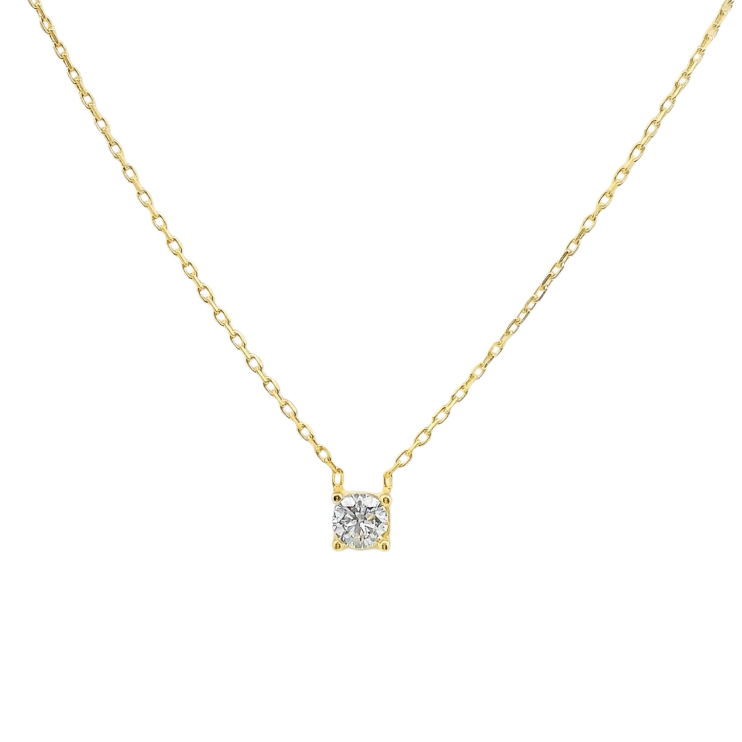 Sterling Silver 4mm Round CZ Solitaire Necklace