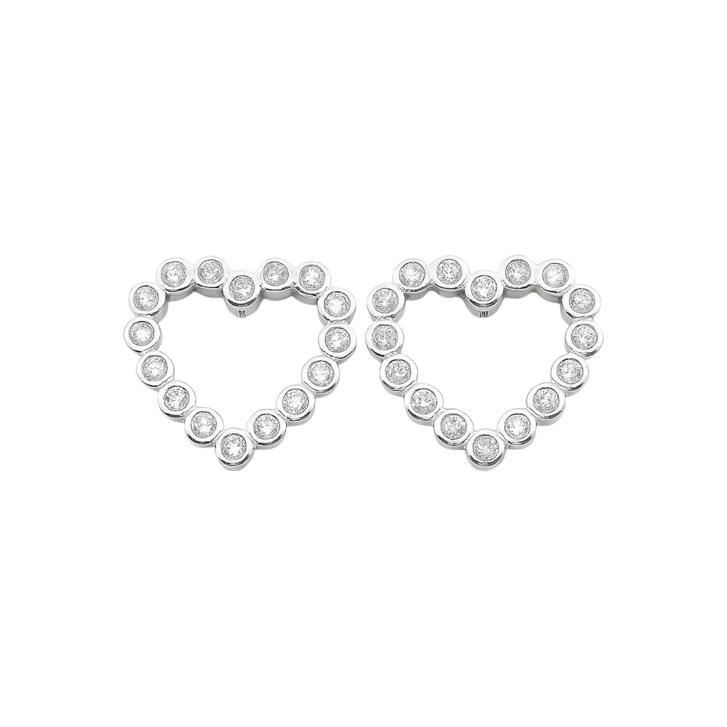 Sterling Silver CZ Open Heart Stud Earrings