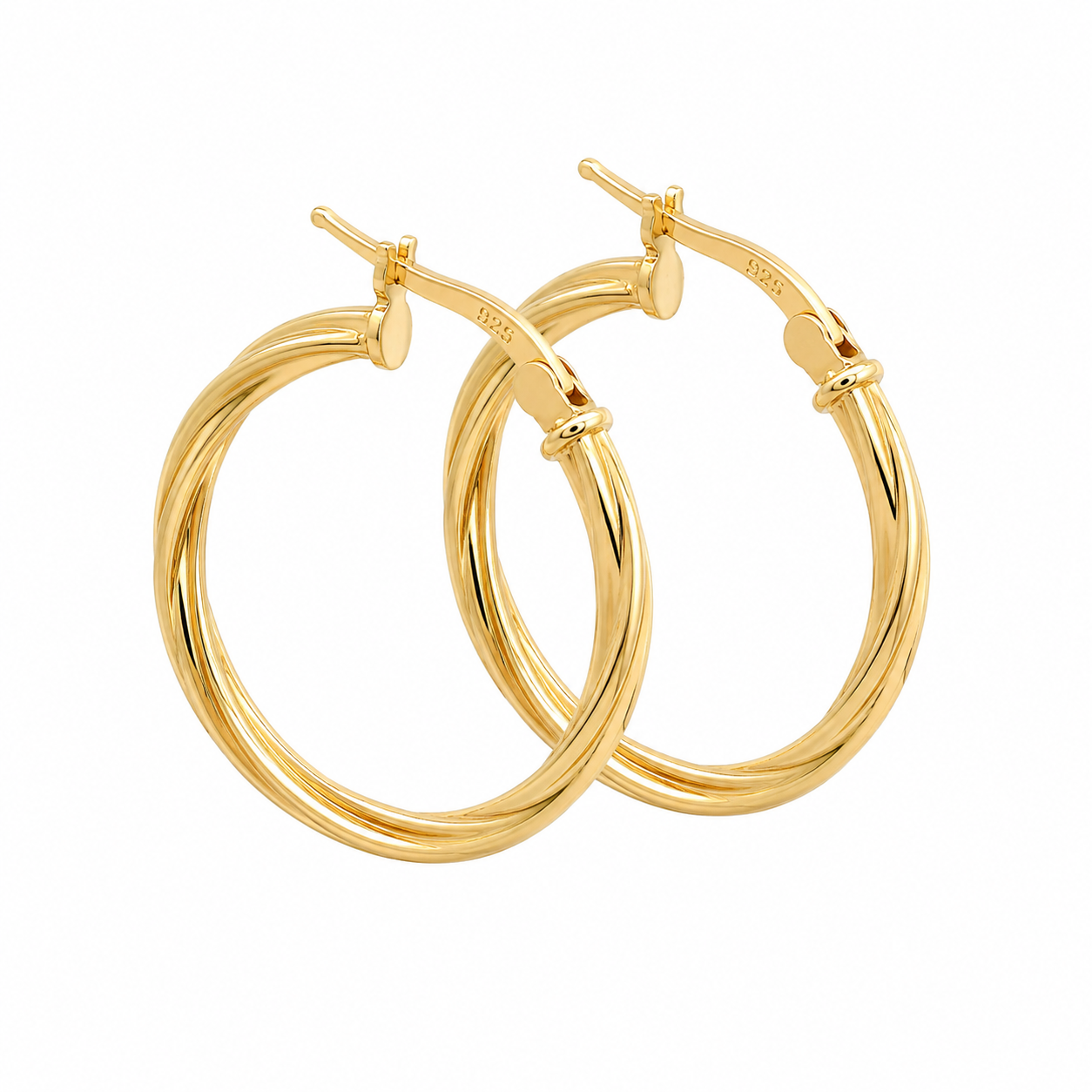 Sterling Silver 25mm Twisted Round Hoop Earrings