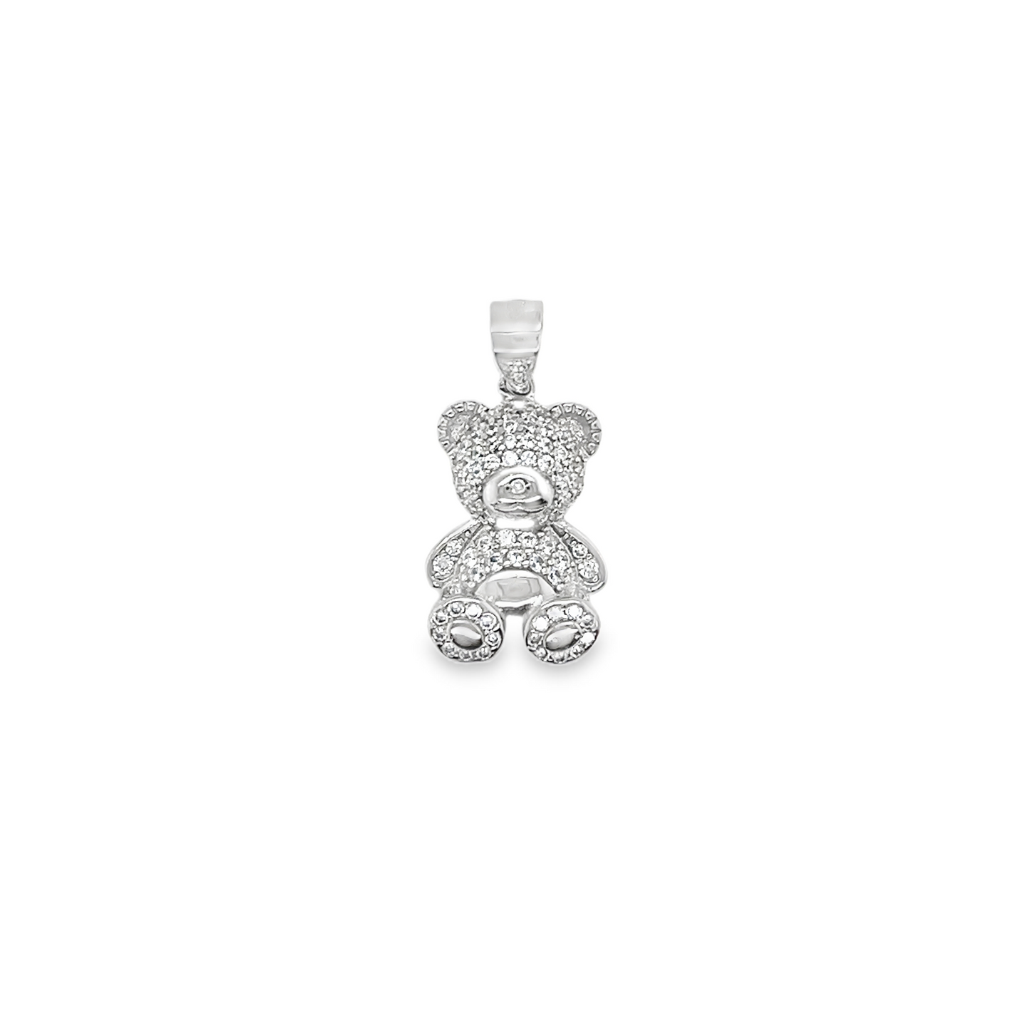 Sterling Silver CZ Teddy Bear Pendant