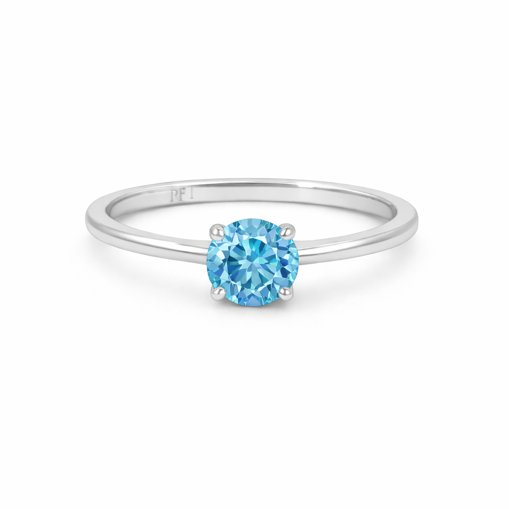 Sterling Silver 6mm Round CZ Birthstone Ring
