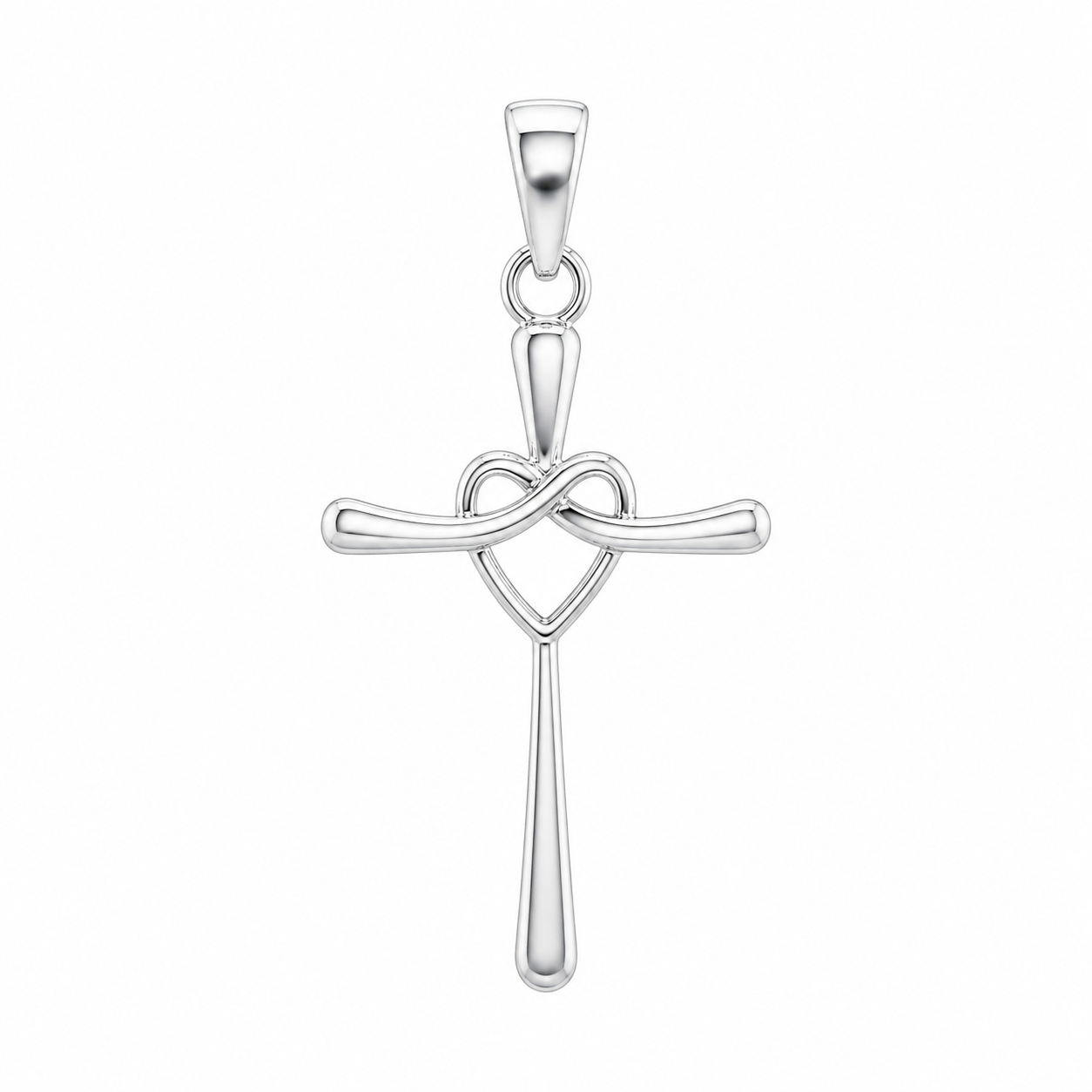 Sterling Silver Plain Heart Cross Pendant