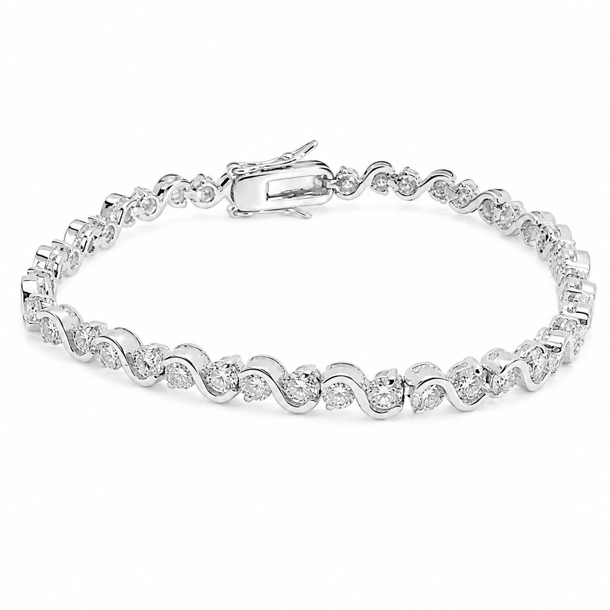 Sterling Silver Moissanite Infinity Tennis Bracelet (7")