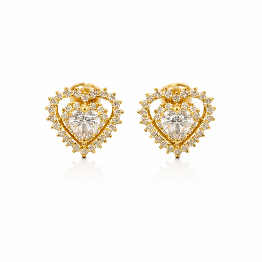 Sterling Silver Gold Plated 2.58 CTW Moissanite Heart Earrings