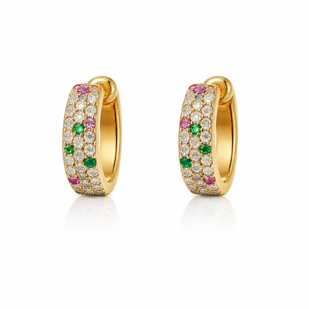Sterling Silver 0.74 CTW Moissanite Multi Color Small Hoop Earrings