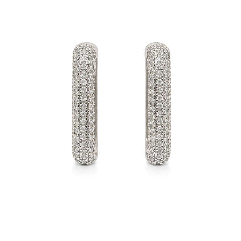 Sterling Silver 1.08 CTW Moissanite Pave Small Square Hoops