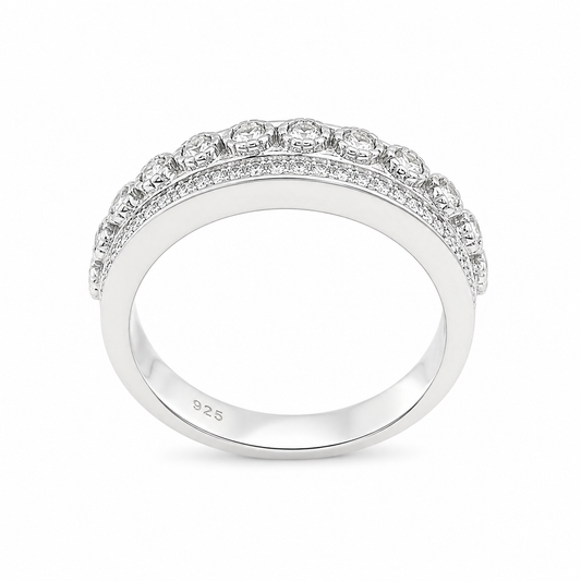Sterling Silver Moissanite Pave Men's Band