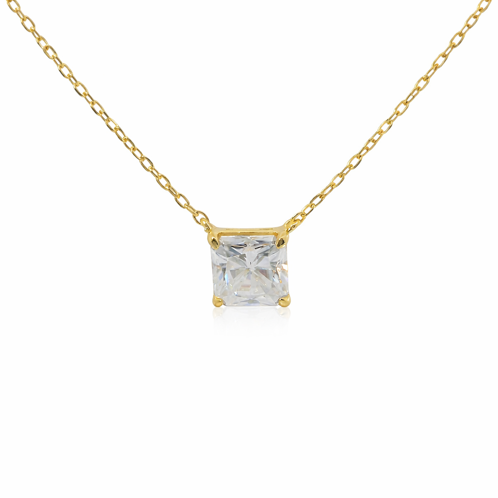 Sterling Silver 2.5ct Square Radiant Cut Moissanite Solitaire Necklace