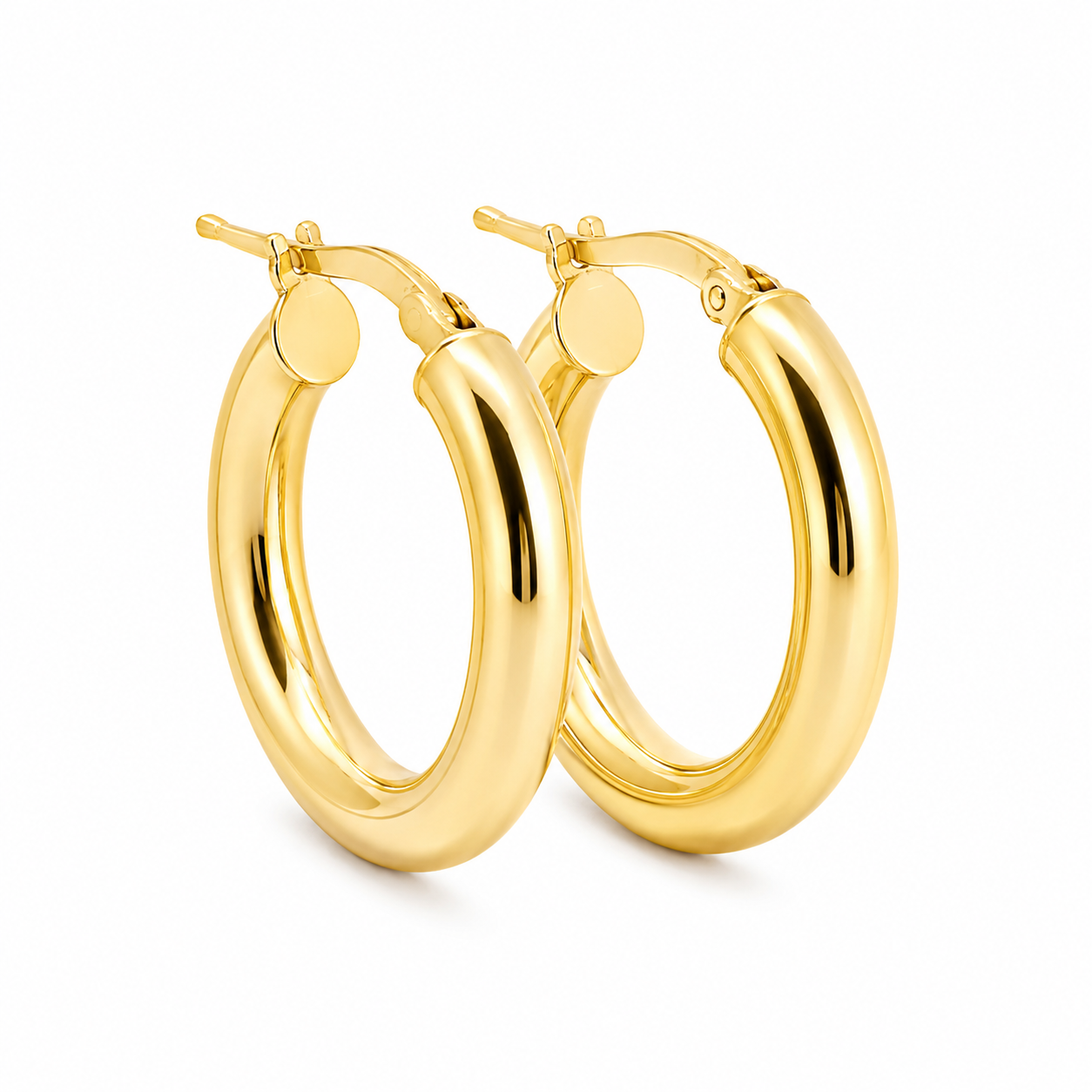 Sterling Silver 4mm Thick 22mm Round Hoop Earrings
