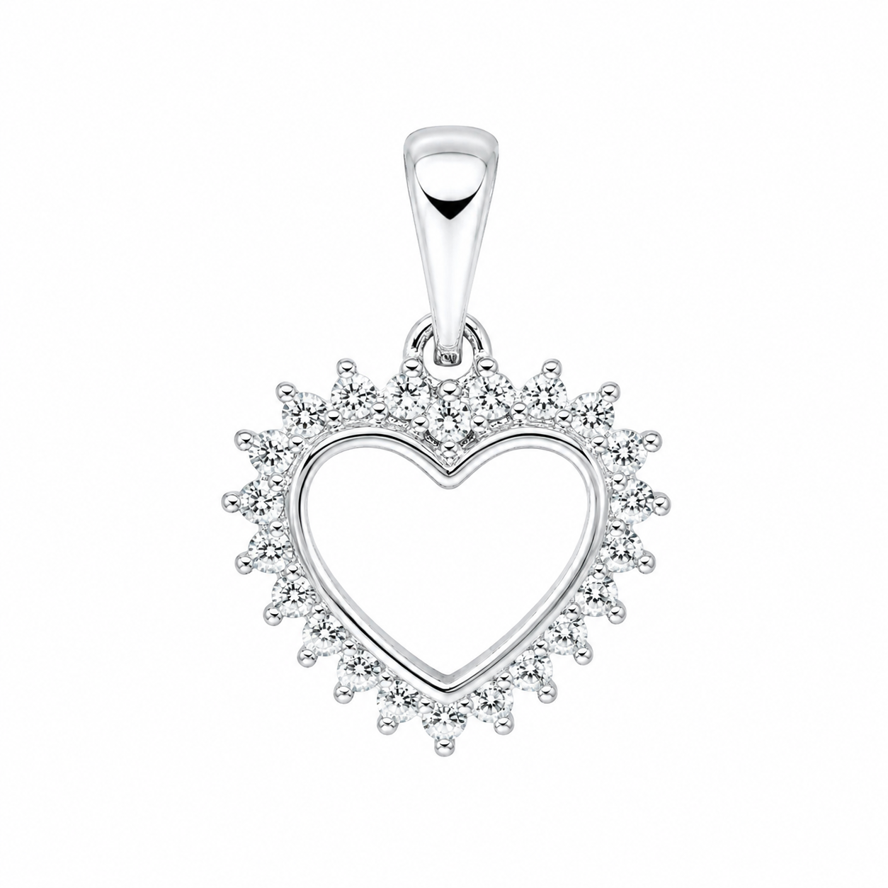 Sterling Silver CZ Open Heart Pendant