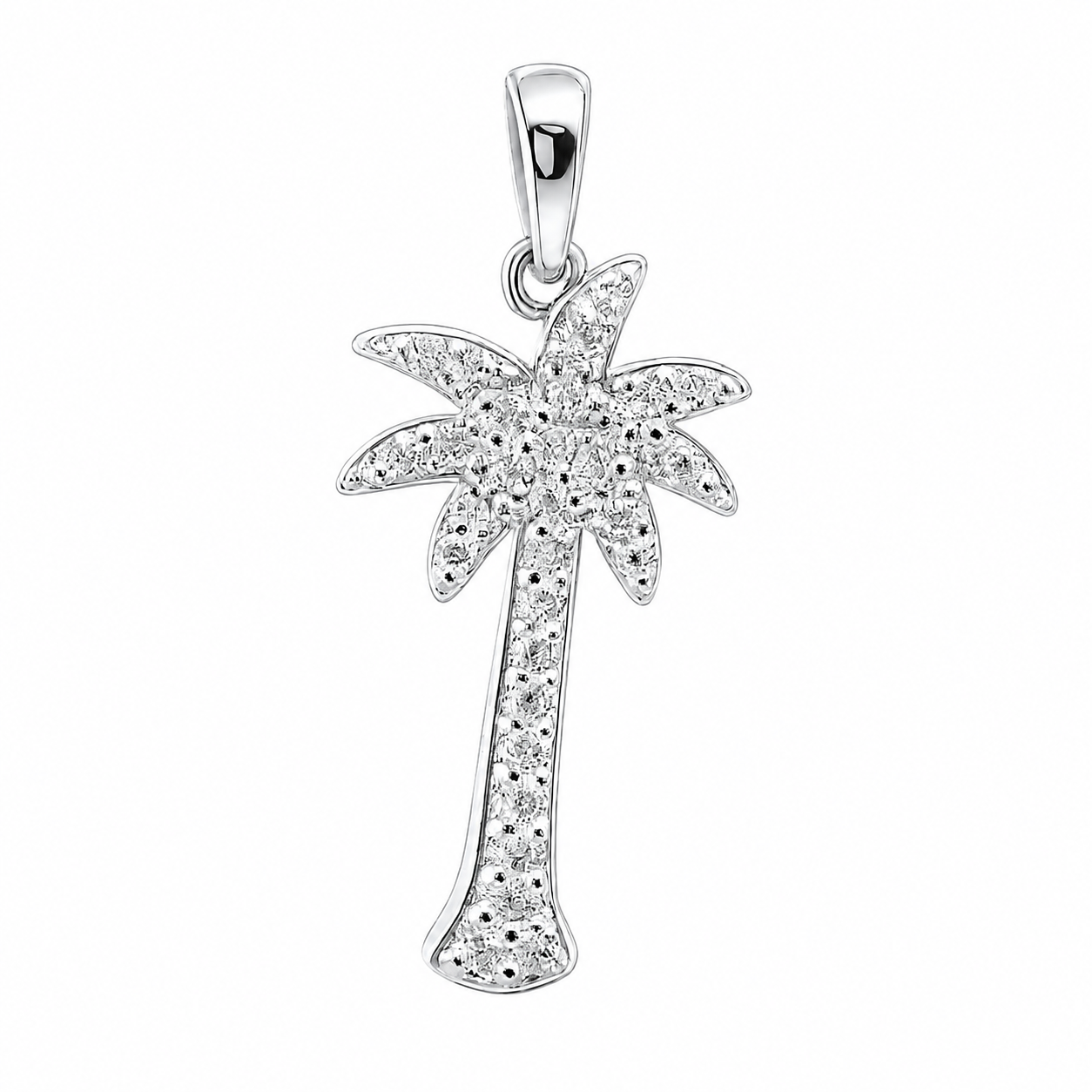 Sterling Silver CZ Palm Tree Pendant