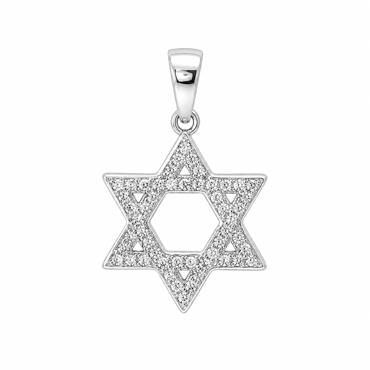 Sterling Silver CZ Star Of David Pendant