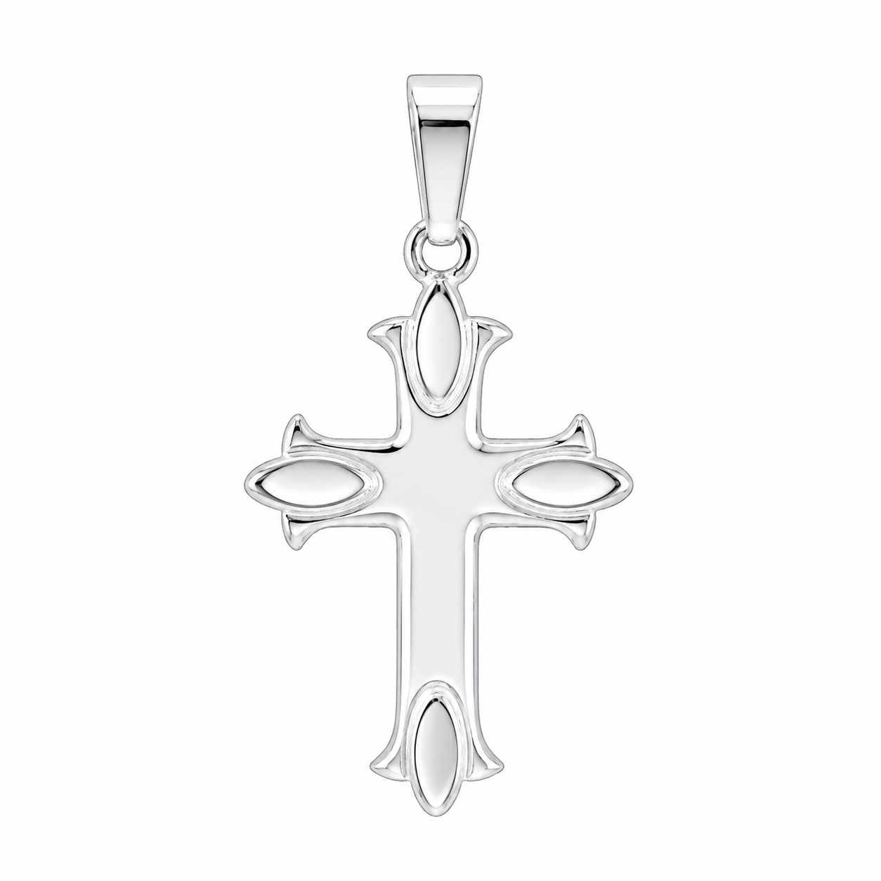 Sterling Silver High Polished Gothic Medieval Cross Pendant