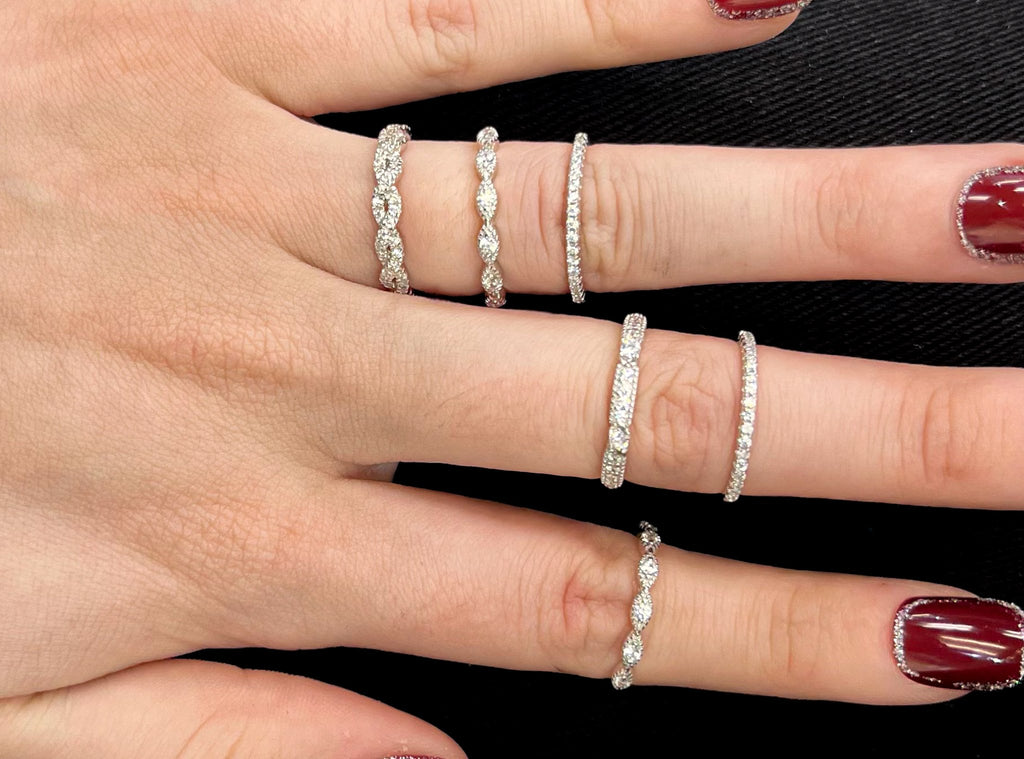 Sterling Silver 6 Band CZ Stackable Ring Set - Allyanna Gifts