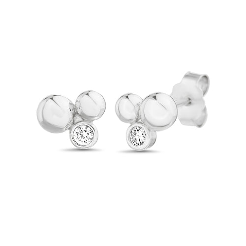 Sterling Silver Bead & CZ Cluster Earrings - Allyanna Gifts