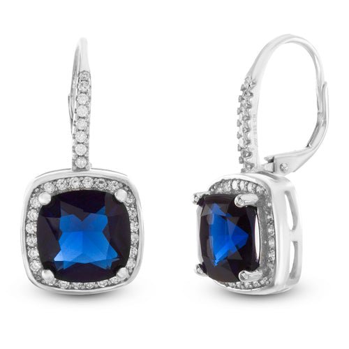 Sterling Silver Blue CZ Halo Huggie Earrings - Allyanna Gifts