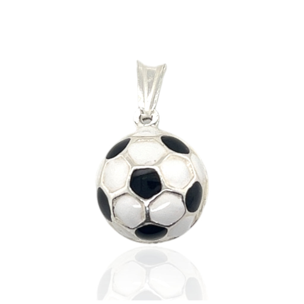 Sterling Silver Enamel Soccer Ball Pendant - Allyanna Gifts