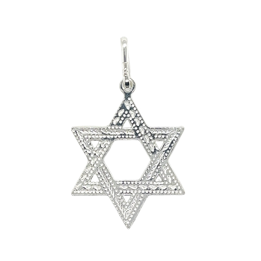 Sterling Silver Large Etched Star Of David Pendant - Allyanna Gifts