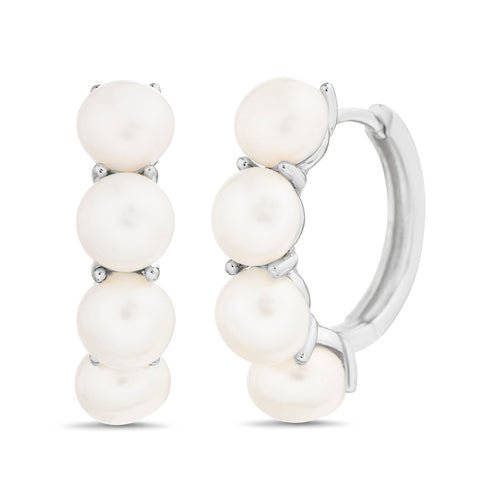 Sterling Silver Small Pearl Hoop Earrings - Allyanna Gifts