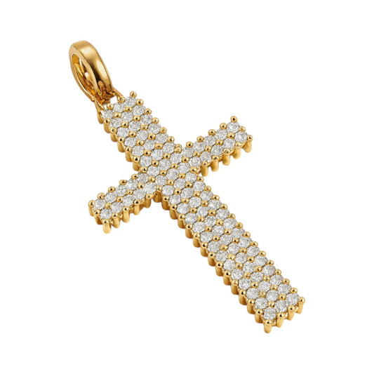 Sterling Silver 1.24 CTW Moissanite Pave Cross Pendant
