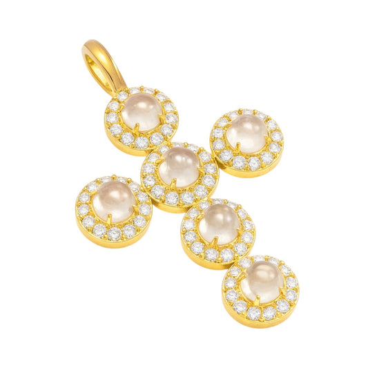 Sterling Silver 3.54 CTW Moissanite Bubble Cross Pendant