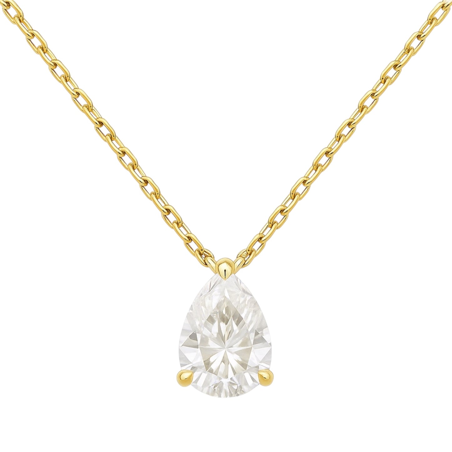 Sterling Silver 3.0CT Moissanite Pear Shape Solitaire Necklace