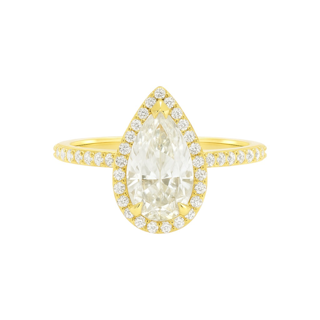 Sterling Silver 1.8ct Pear Shape Halo Moissanite Ring