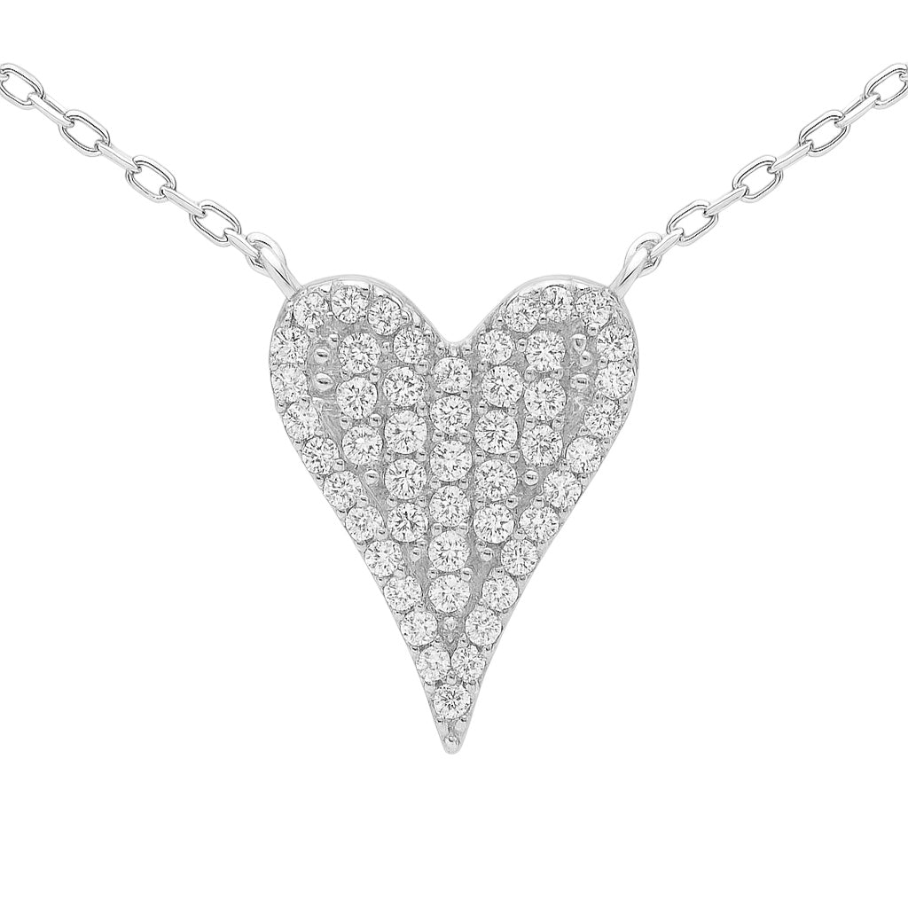 Sterling Silver CZ Heart Necklace