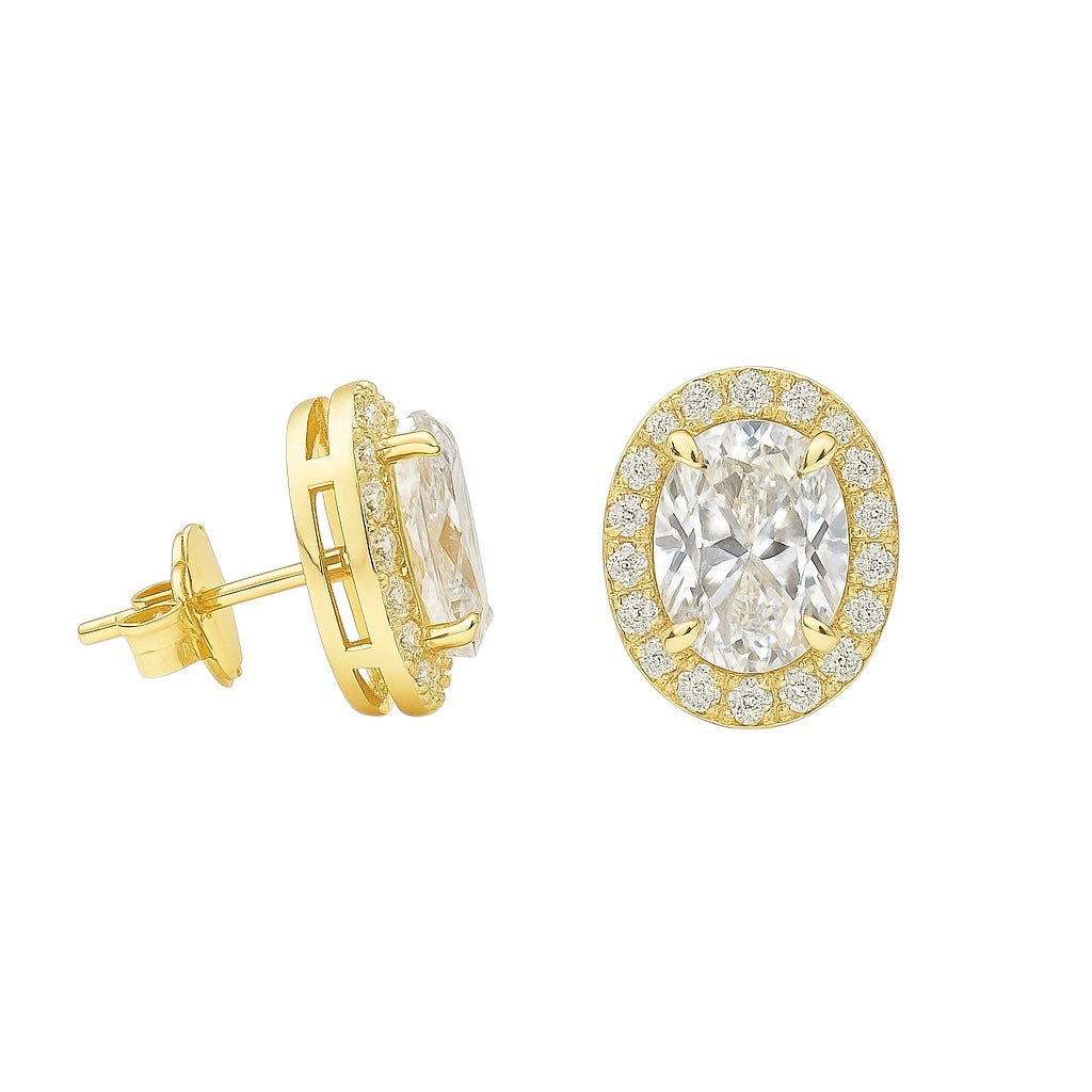 Sterling Silver 1.5CT Oval Moissanite Halo Earrings