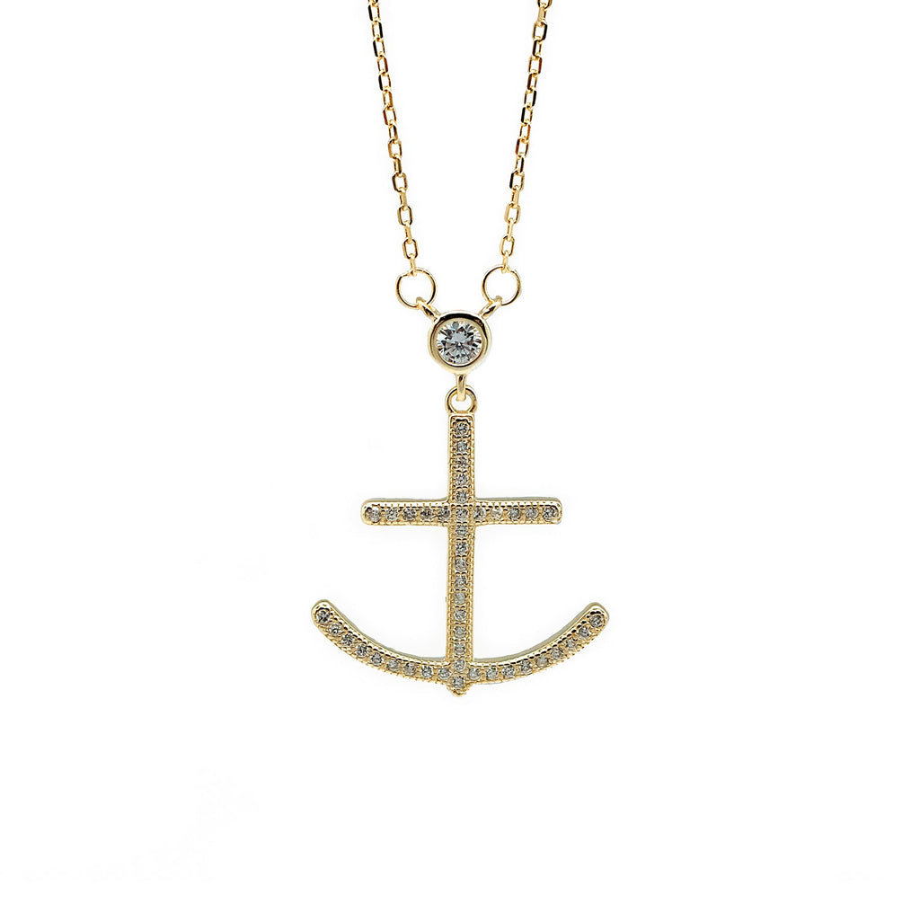 Anchor CZ Stone Necklace - Allyanna GiftsNECKLACE