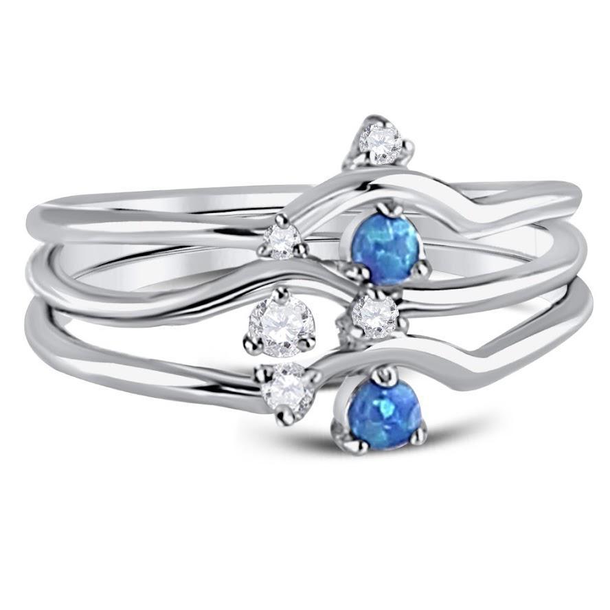 Blue Opal Cz Stackable Rings - Allyanna Gifts