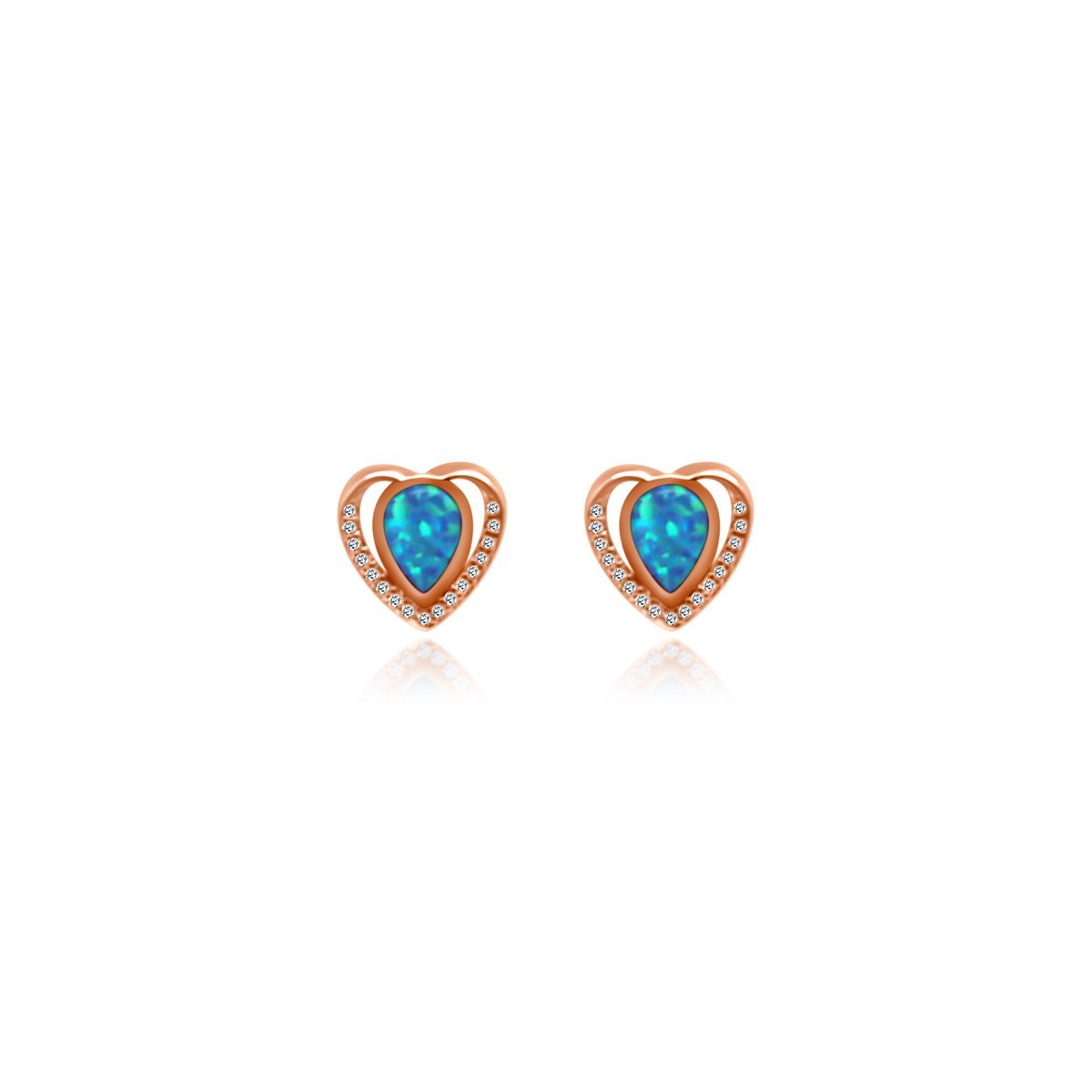 Blue Opal Heart CZ Earrings - Allyanna Gifts