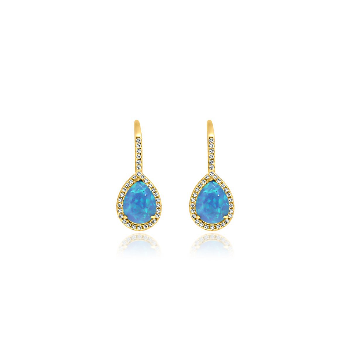 Blue Opal Teardrop Leverback Earrings - Allyanna Gifts