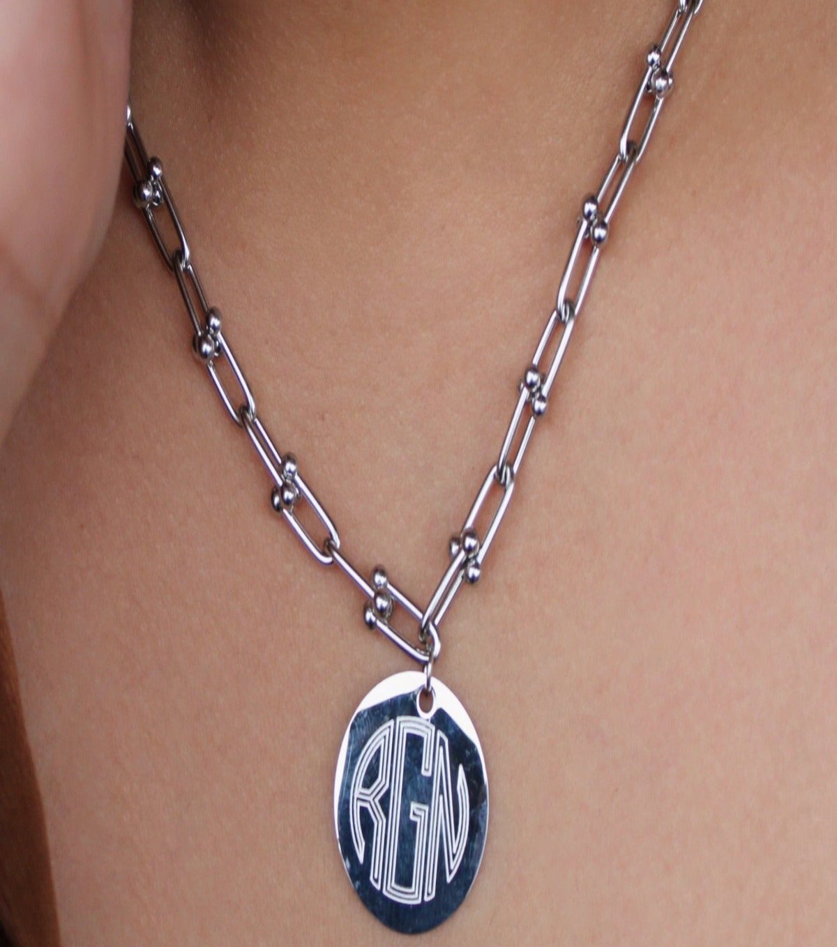 Designer Inspired Link Chain Monogram Necklace - Allyanna Gifts