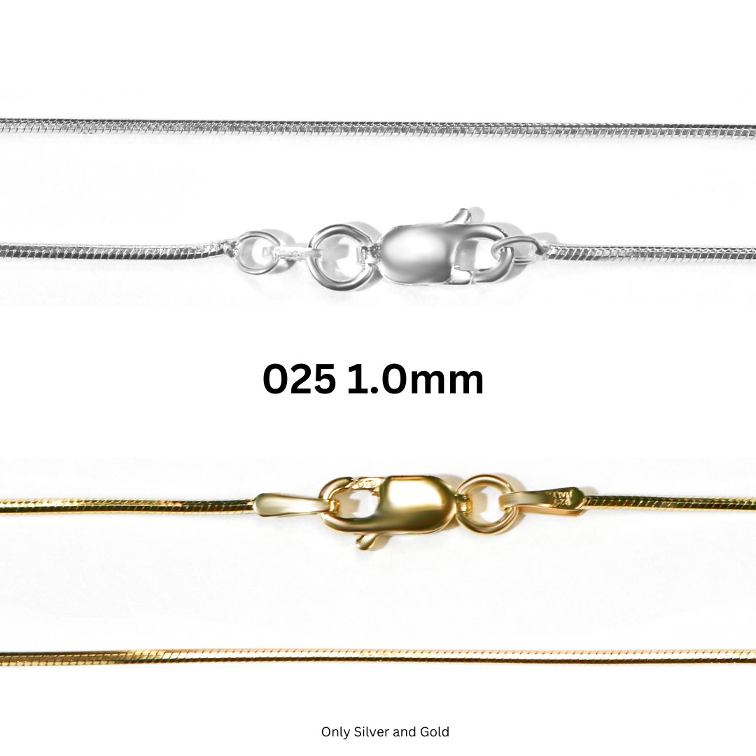 Diamond Cut Snake Chain 925 Sterling Silver 015 and 025 Gauge - Silver and Rose Gold, Dainty Stackable Chain - Allyanna GiftsNECKLACE