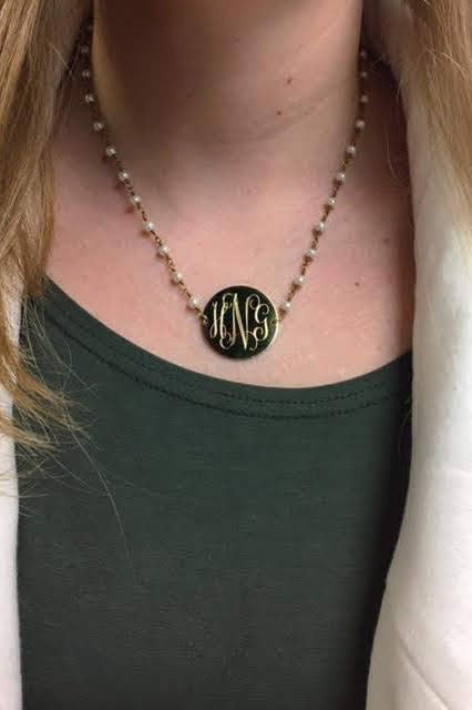 Engravable Pearl Necklace - Allyanna GiftsMONOGRAM + ENGRAVING