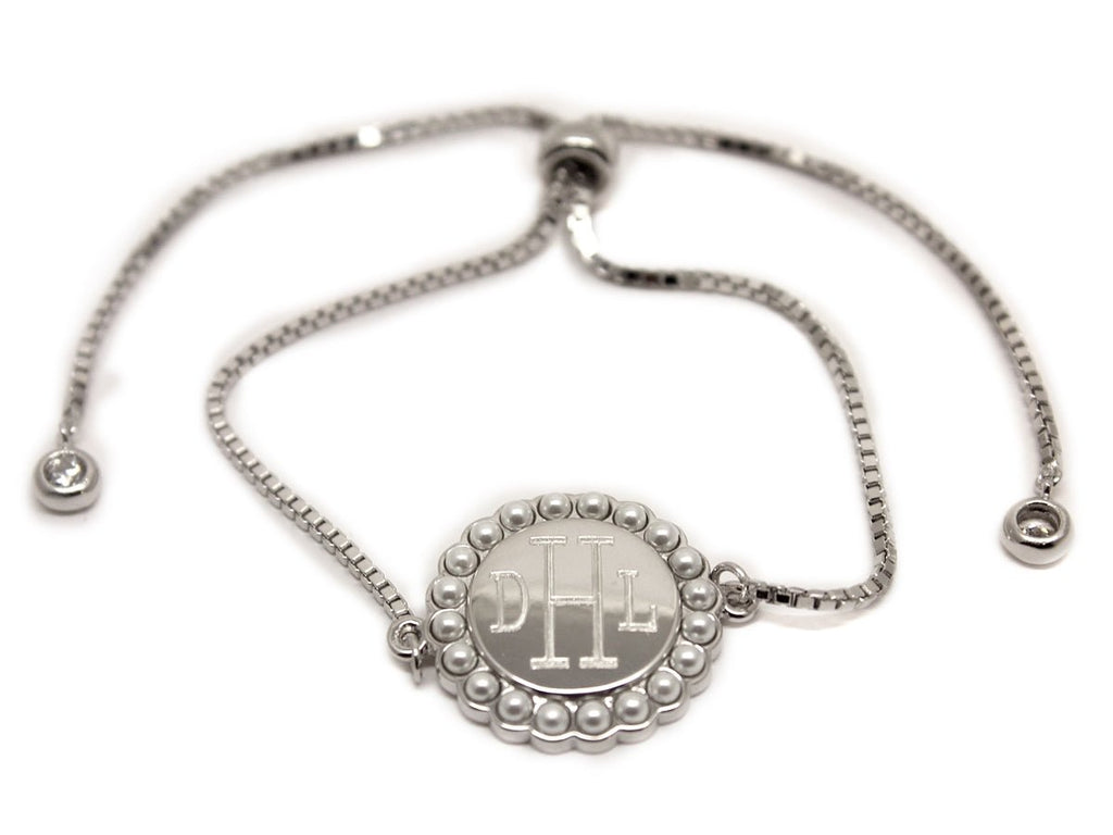 Engravable Sterling Silver Pearl Tassel Bracelet - Allyanna GiftsMONOGRAM + ENGRAVING