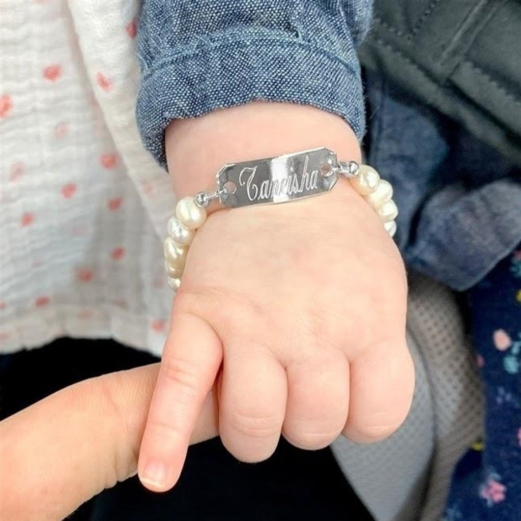 Freshwater Pearl Engraved Baby Bracelet - Allyanna Gifts