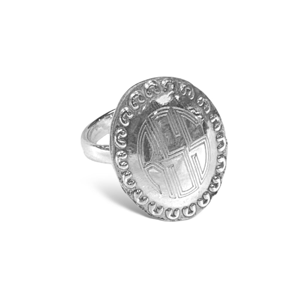 German Silver Ring with Bead Border Design - Allyanna Gifts
