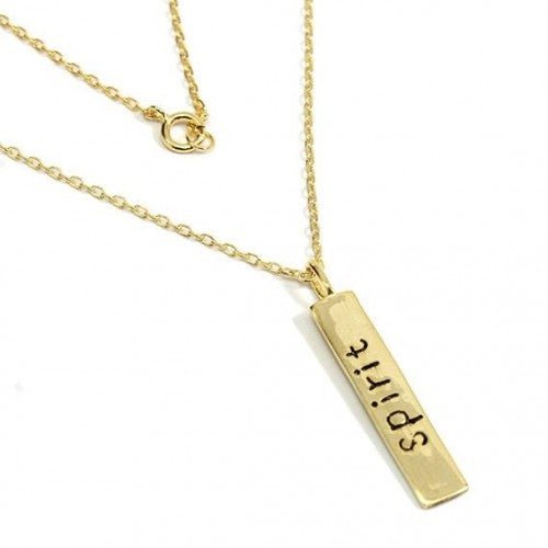 Gold Plated Sterling Silver "Spirit" Stamp Necklace - Allyanna GiftsJEWELRY