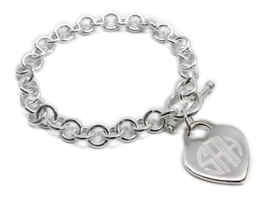 Heart Disc German Silver Bracelet - Allyanna GiftsMONOGRAM + ENGRAVING