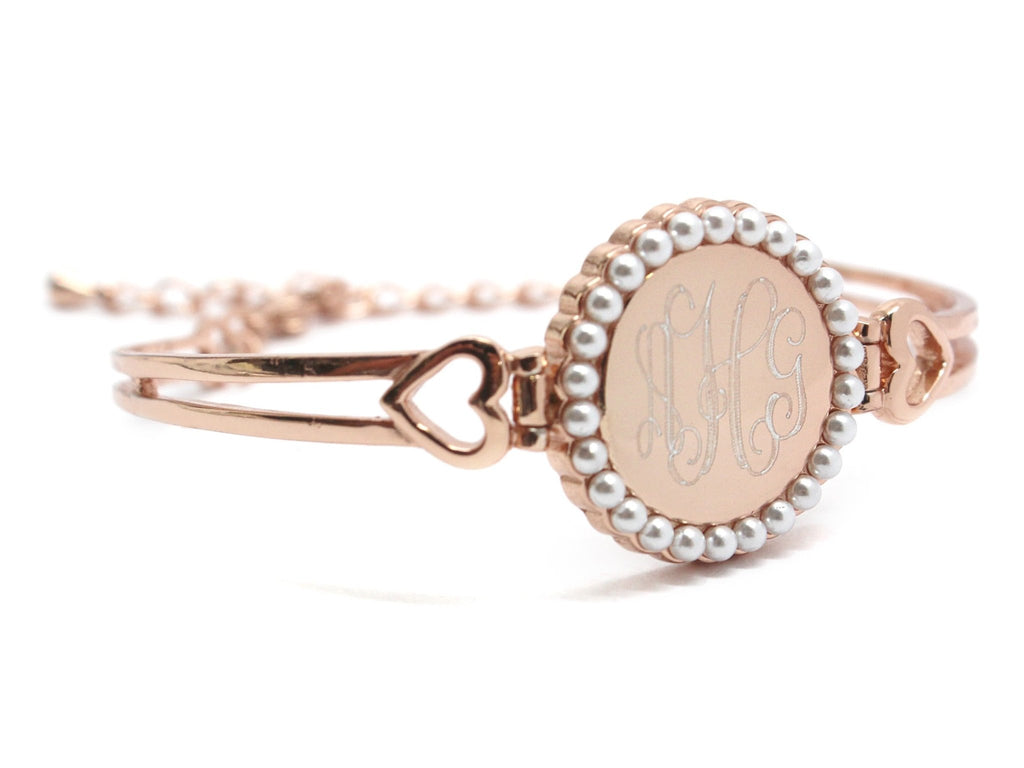 Princess Pearl Heart Bracelet - Allyanna GiftsMONOGRAM + ENGRAVING