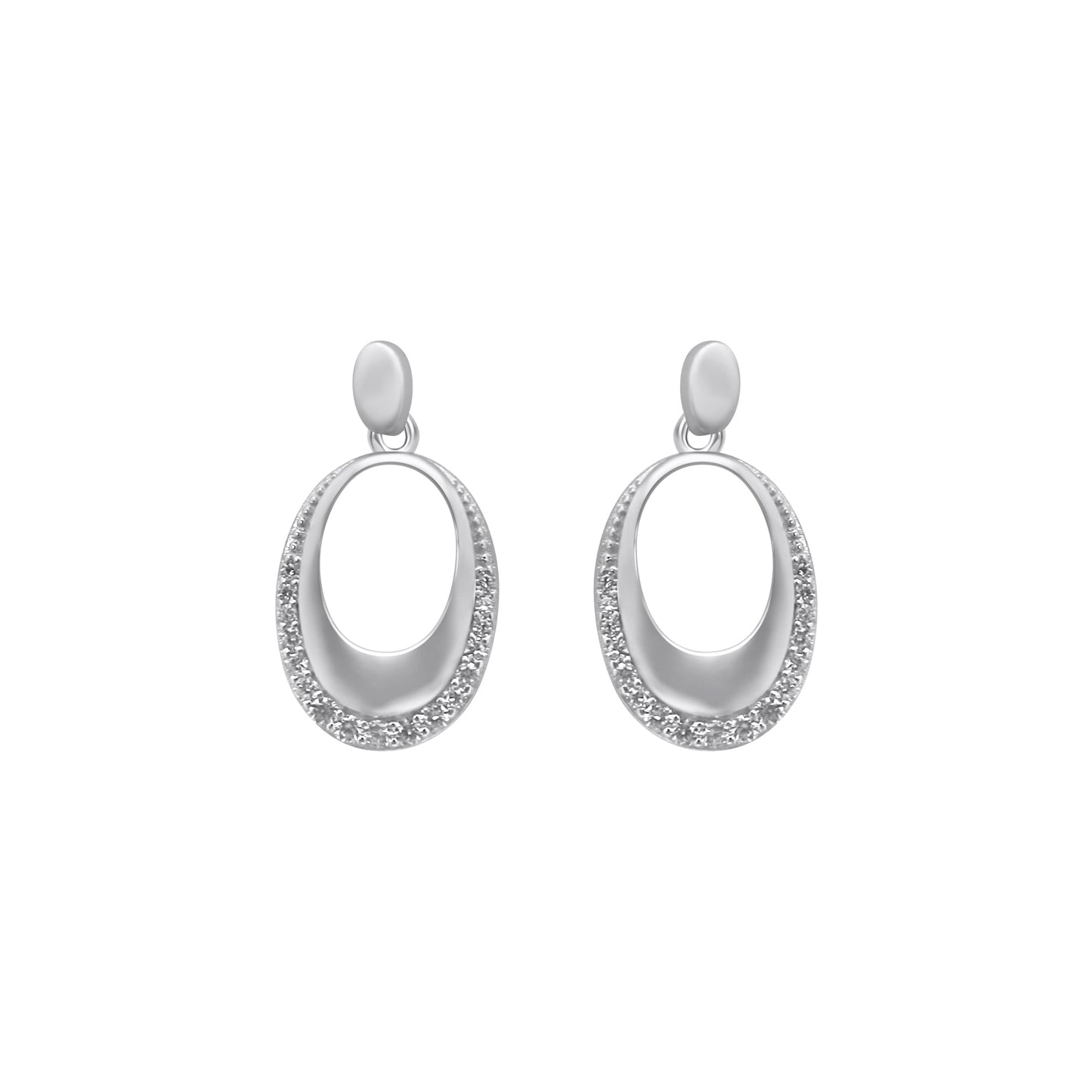 Products Sterling Silver Oval Dangle CZ Earrings - Allyanna GiftsEARRINGS