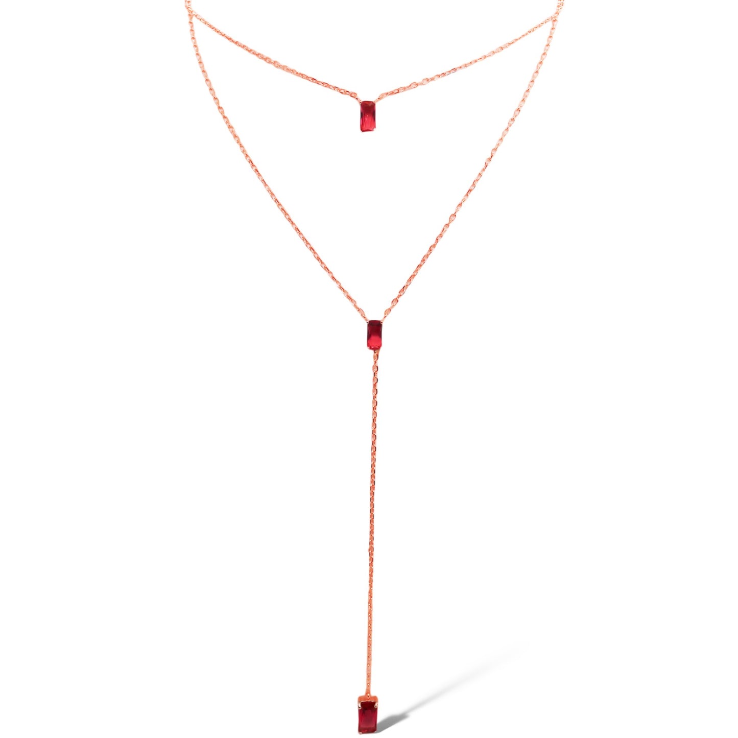 ROSE CZ STATION W/ DROP DOUBLE LAYER NECKLACE - Allyanna GiftsNECKLACE