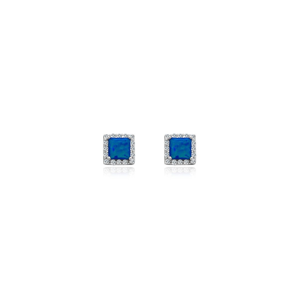 Square Blue Opal Studs - Allyanna Gifts